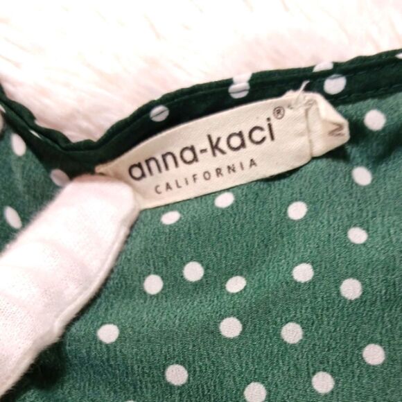 Anna-Kaci V Neck Polka Dot Print Button Down Casual Midi Max Womans Medium..... - Picture 3 of 10